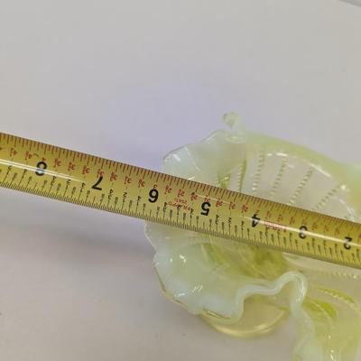 Vaseline Glass Ruffled Edge Pedestal Candy Dish Choice #1