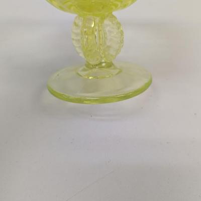 Vaseline Glass Ruffled Edge Pedestal Candy Dish Choice #1