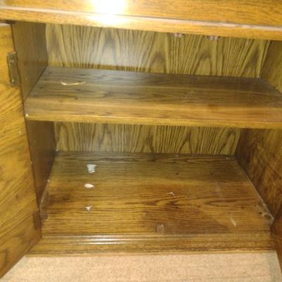 Wooden Lighted Bookcase with Enclosed Storage- Approx 32" Wide, 17" Deep, 75" Tall