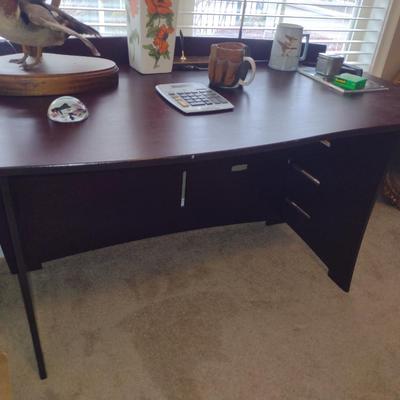 Laminate Finish Work Desk- Approx 46" Wide, 24 1/2" Deep, 28 1/4" Tall (No Contents Included)