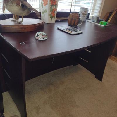 Laminate Finish Work Desk- Approx 46" Wide, 24 1/2" Deep, 28 1/4" Tall (No Contents Included)