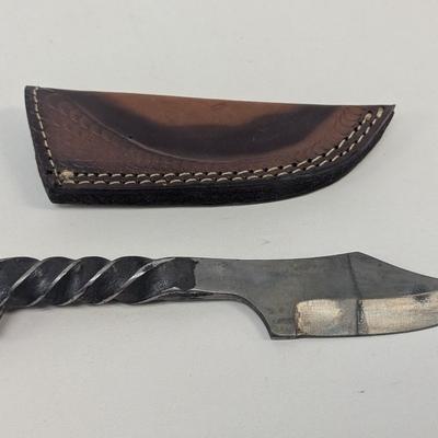 Fixed Blade Hand Forged Railroad Knife With Sheath