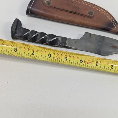 Fixed Blade Hand Forged Railroad Knife With Sheath