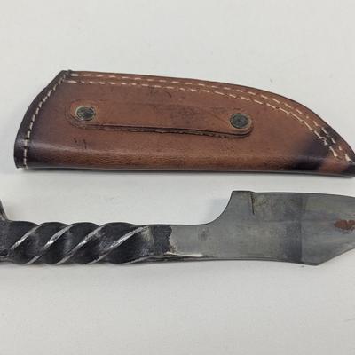Fixed Blade Hand Forged Railroad Knife With Sheath