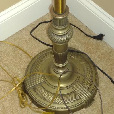 Metal Post Floor 3-Way Lamp with Stained Glass Hummingbird Design Shade- Approx 58" Tall