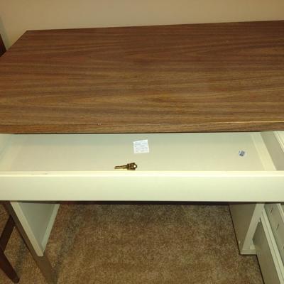 Metal Knee Hole Desk with Storage and Filing Drawers- Key Included- Approx 42" Wide, 19 3/4" Deep, 28 1/2" Tall