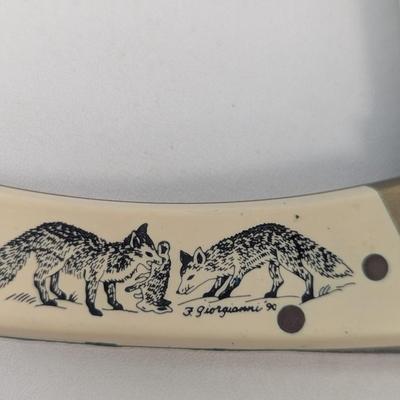 Schrade Scrimshaw Frank Giorgianni Folding Knife With Sheath