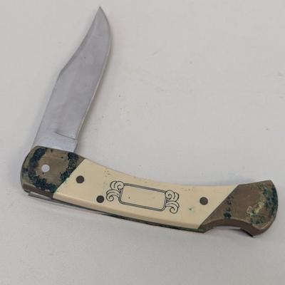 Schrade Scrimshaw Frank Giorgianni Folding Knife With Sheath
