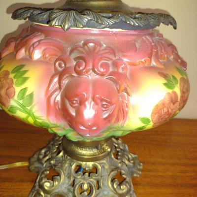 Vintage Hand Painted 'Gone with the Wind' Lion Face Table Lamp- Approx 25 3/4" Tall