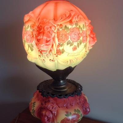 Vintage Hand Painted 'Gone with the Wind' Lion Face Table Lamp- Approx 25 3/4" Tall
