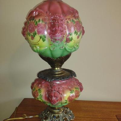 Vintage Hand Painted 'Gone with the Wind' Lion Face Table Lamp- Approx 25 3/4" Tall