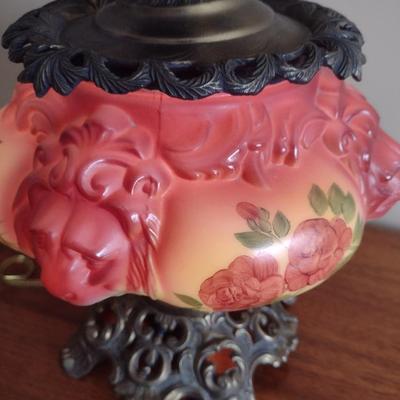 Vintage Hand Painted 'Gone with the Wind' Lion Face Table Lamp- Approx 25 3/4" Tall