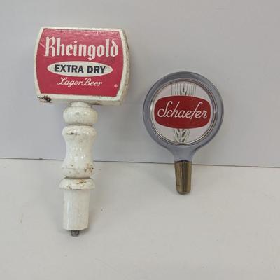 Rheingold Extra Dry Lager Beer & Schaefer Beer Tap Handles