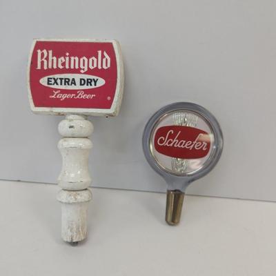 Rheingold Extra Dry Lager Beer & Schaefer Beer Tap Handles