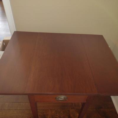 Reproduction by Norris (Richmond, VA) Double Drop Leaf Wooden Table with Drawer