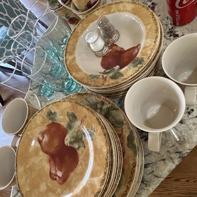Kitchen Lot 14 - Stoneware dishes + Sterling