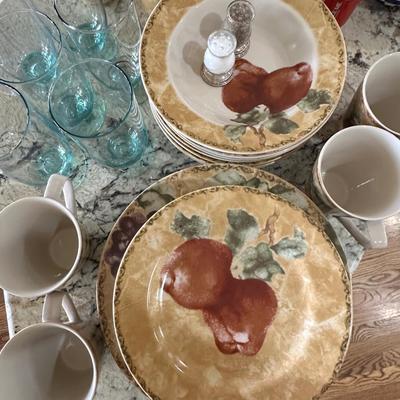 Kitchen Lot 14 - Stoneware dishes + Sterling