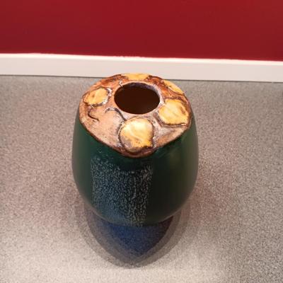 SIGNED CLAY VASES AND A SMALL BOWL
