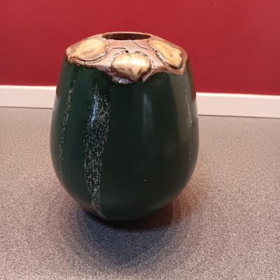 SIGNED CLAY VASES AND A SMALL BOWL