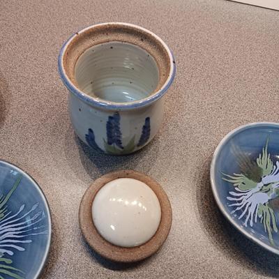 HANDMADE CLAY PLATES AND SUGAR BOWL