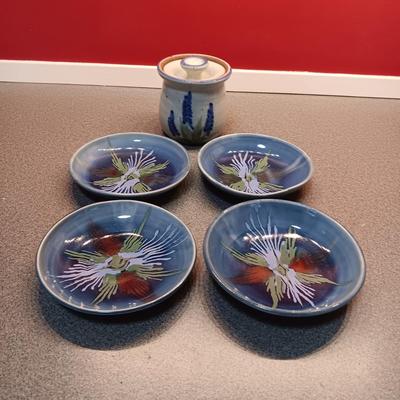 HANDMADE CLAY PLATES AND SUGAR BOWL