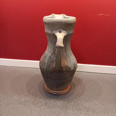 SIGNED CLAY PITCHER AND GLASS JUICER