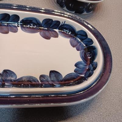 3 BLUE AND WHITE SERVING PIECES FROM ARABIA FINLAND