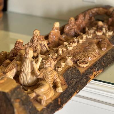 Dining room lot 5 - Olive wood Carved Last Supper by