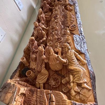 Dining room lot 5 - Olive wood Carved Last Supper by
