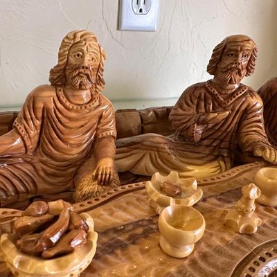 Dining room lot 5 - Olive wood Carved Last Supper by