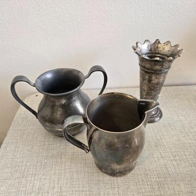 Cream and sugar and vase