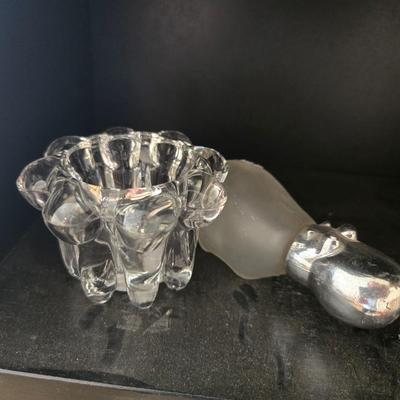 Candle stick holder and hippo perfume bottle