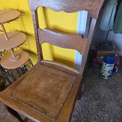 Leather and wood vintage chair