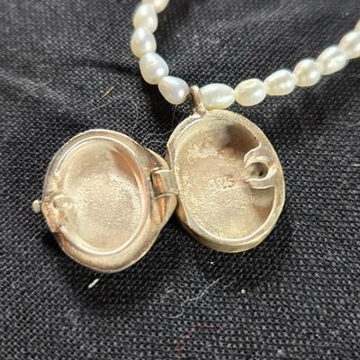 Seed Pearl and Sterling Necklace/Locket