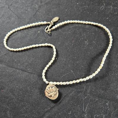 Seed Pearl and Sterling Necklace/Locket