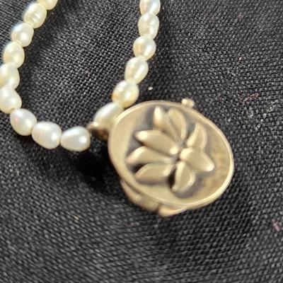 Seed Pearl and Sterling Necklace/Locket
