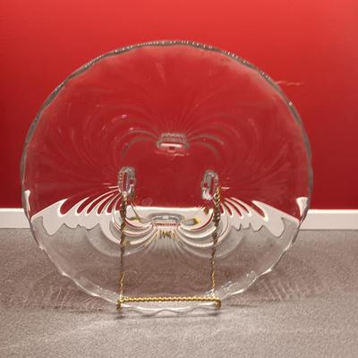 IRONSTONE INDIAN PITCHER, FOOTED GLASS PLATTER AND SMALL TEAPOT