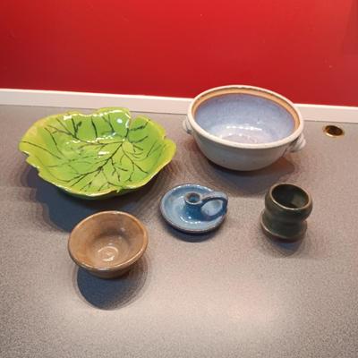 SIGNED CLAY SERVING PIECES