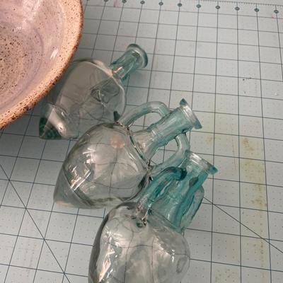 Ceramic bowl and glass vessels