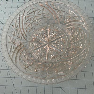 Glass cake stand and bowl
