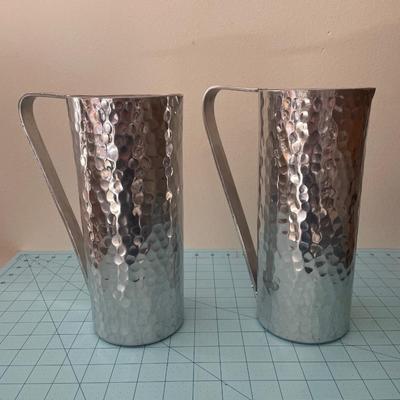 2 hammered silver pitchers