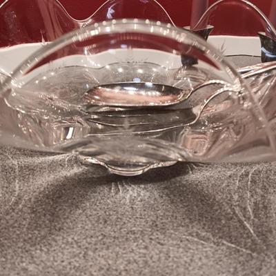 STERLING SILVER WEIGHTED CANDLESTICKS, STETSON DINNERWARE AND GLASS SERVING BOWL