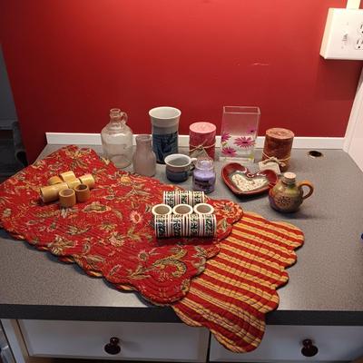 CANDLES, TABLE RUNNER, NAPKIN RINGS, CLAY PIECES AND MORE