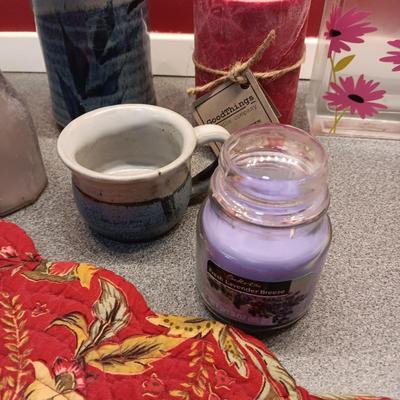 CANDLES, TABLE RUNNER, NAPKIN RINGS, CLAY PIECES AND MORE
