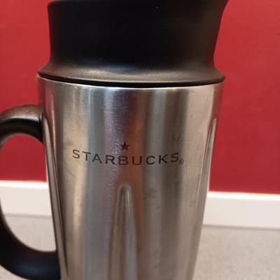 ENAMEL TEA KETTLE, STARBUCKS MUGS AND COFFEE PRESS