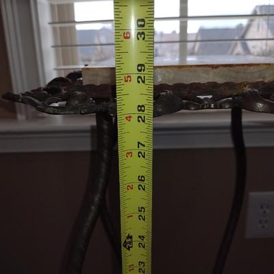 Metal Plant Stand with Stone Top- Approx 13" in Diameter