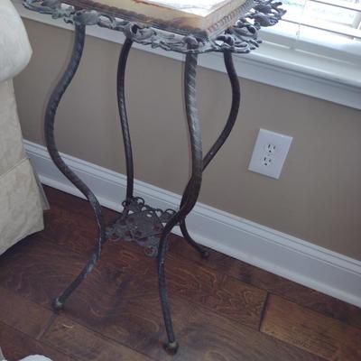 Metal Plant Stand with Stone Top- Approx 13" in Diameter