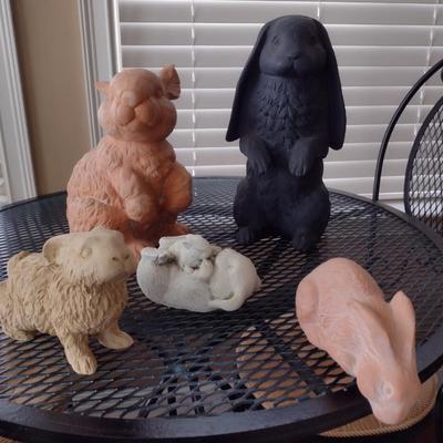 Collection of Rabbit Design Decor- Assorted Resin, Terra Cotta, and Ceramic