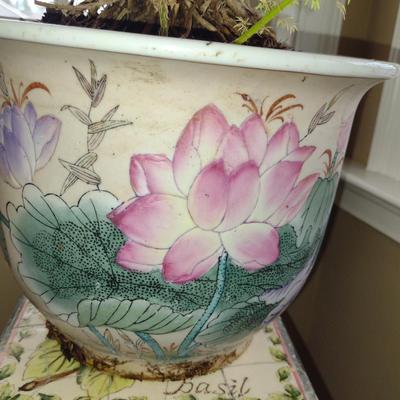 Hand Painted Ceramic Planter- Approx 10 1/4" in Diameter