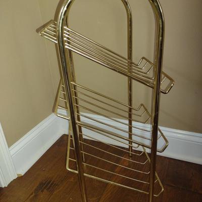 Metal Gold Tone Magazine/Book Rack- Approx 27" Tall